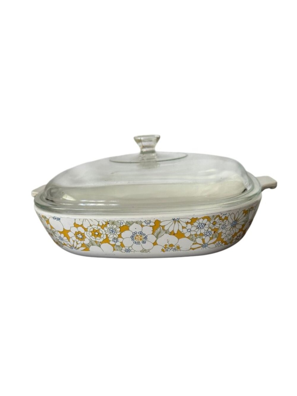 Corning Ware 10-Inch Floral Bouquet Baking Dish Glass Lid P-10-B